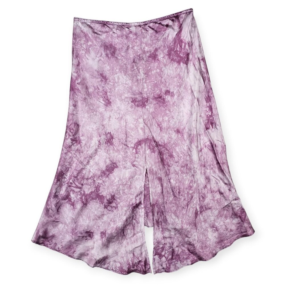 ABS by Allen Schwartz Purple Tie-Dye 100% Silk High-Low Skirt Size 27 - Picture 5 of 5